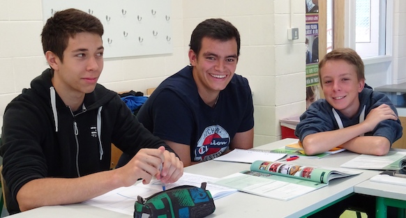 Students studying in classroom